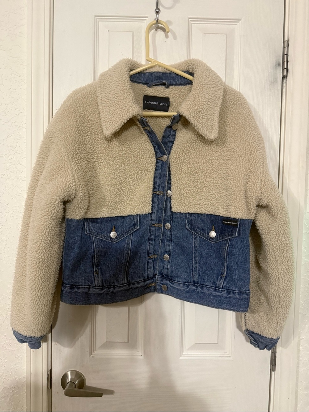 Calvin Klein Jeans Denim and Sherpa Fleece Contrast Jacket Medium